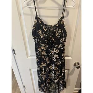 Justify Dress Women's XL Black Floral Midi Hi/Low Hem Y2K Retro 90's
